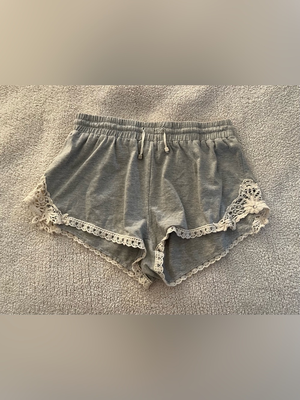 Lookbook Store Gray Lace-Trim Women's Shorts Size Small